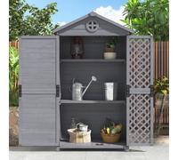 Flieks Armoire à outils avec 2 portes et 3 étagères, Armoire à outils de jardin Armoire de terrasse Résistant aux intempéries, Armoire Outdoor Petite, Grise