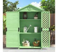 Flieks Armoire à outils avec 2 portes et 3 étagères, Armoire à outils de jardin Armoire de terrasse Résistant aux intempéries, Armoire Outdoor Petite, Verte