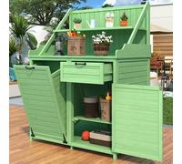 Flieks Armoire de jardin Remise à outils avec étagère et armoire basculante, armoire de terrasse Armoire de balcon avec tiroir, maison à outils Outdoor Armoire verte