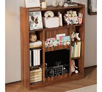Flieks Bibliothèque Étagère sur pied avec tableau et porte coulissante, étagère de stockage en bois Étagère de rangement, 120x38,5x151,5 cm, couleur noyer