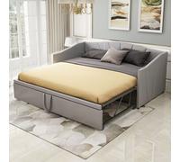 Flieks Canapé-lit 90x200/180x200cm avec lit extensible, canapé-lit Lit de jour Lit d'enfant Lit d'adolescent avec sommier à lattes, Daybett Velvet, Gris
