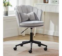 Flieks chaise de bureau ergonomique, chaise pivotante coiffeuse, chaise de maquillage sans accoudoirs, chaise de bureau avec dossier pétale, gris