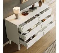 Flieks Commode, armoire de rangement à 6 tiroirs, meuble d'appoint pour le salon couloir chambre à coucher, blanc