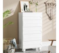 Flieks Commode Sideboard, armoire de rangement avec 5 tiroirs, armoire d'art moderne et simple, blanc