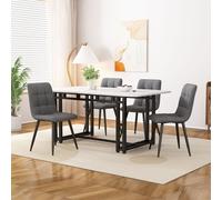 Flieks Ensemble de salle à manger 5 pièces, Ensemble de salon avec 4 chaises rembourrées, Table de salle à manger avec chaises, Table de cuisine rectangulaire, Chaise de cuisine avec housse en lin, Gr