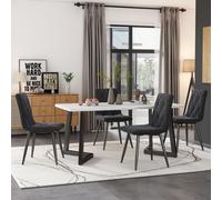 Flieks Ensemble de salle à manger 5 pièces, Table de cuisine avec 4 chaises, Ensemble de table de cuisine Chaises rembourrées avec revêtement en velours, Table de salle à manger rectangulaire avec pie