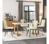 Flieks Ensemble de salle à manger 5 pièces, Table de salle à manger avec 4 chaises, Ensemble de table de cuisine Chaises rembourrées recouvertes de velours, Table de salle à manger rectangulaire avec