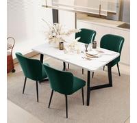 Flieks Ensemble de salle à manger 5 pièces, table de salle à manger en imitation marbre avec 4 chaises de salle à manger chaise de cuisine, ensemble de salle à manger ensemble de table, vert