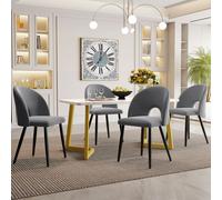 Flieks Ensemble de salle à manger Table de salle à manger avec 4 chaises 5pcs, Ensemble de salle à manger, Table de salle à manger rectangulaire avec des pieds d'or, Chaises rembourrées avec un revête