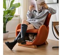Flieks Fauteuil Lounge Canapé individuel Fauteuil rembourré avec lit pour chat, Fauteuil avec accoudoirs Fauteuil Relax Canapé Lounge en look requin-baleine, Fauteuil individuel avec lit pour chien