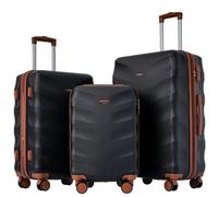 Flieks Kofferset 3 tlg. Reisekofferset Trolleyset, valise de voyage avec 4 roulettes et serrure TSA, Hartschale Trolley Kofferset Tasche M-L-XL, Noir