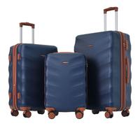 Flieks Kofferset 3 tlg. Reisekofferset Trolleyset, valise de voyage avec 4 roulettes et serrure TSA, Hartschale Trolley Kofferset Tasche M-L-XL, Königsblau