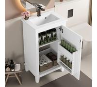 Flieks lavabo avec meuble sous vasque, meuble sous vasque à poser, meuble de salle de bain d'angle, ensemble de meubles de salle de bain lavabo 48x33x83 cm, blanc