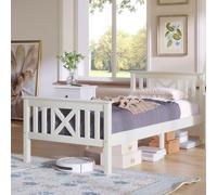 Flieks Lit en bois massif Lit simple en bois avec sommier à lattes Lit d'enfant Lit d'adolescent, 90x200cm pin sans matelas