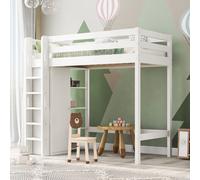 Flieks lit superposé lit superposé 90x200cm avec armoire et étagères, lit d'enfant lit d'adolescent lit en bois massif avec antichute et échelle, blanc