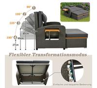 Flieks Rattan Gartenlounge Set, Gartensofa mit Fußhocker mit Strauraum, Gartenmöbel Sets mit Kissen, Verstellbar Loungesofa Balkonmöbel Terassenmöbel