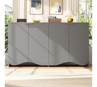 Flieks Sideboard Commode 140x40x85 cm, Buffet de cuisine avec design à motifs ondulés, armoire de cuisine Table d'appoint pour le salon Entrée, gris