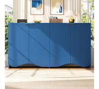 Flieks Sideboard Commode 140x40x85 cm, Buffet de cuisine avec design à motifs ondulés, armoire de cuisine Table d'appoint pour le salon Entrée, bleu