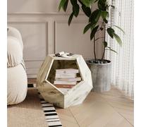 Flieks Table d'appoint Table de chevet avec espace de rangement / niche pour chat, Table basse d'angle Table basse pour salon chambre à coucher, 66cm, Oak