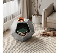 Flieks Table d'appoint Table de nuit avec espace de rangement / grotte pour chats, Table basse d'angle Table basse pour salon chambre à coucher, 66cm, Gris