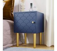 Flieks Table de chevet Table d'appoint motif écailles de poisson 35*35*50cm bleu marine
