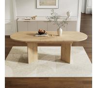 Flieks Table de cuisine ovale avec plateau extensible, table de salle à manger pour 4-8 personnes, 160-200x90x75cm, naturel