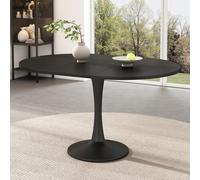 Flieks Table de cuisine Table de salle à manger extensible, Table ovale Table de bureau Lounge, 100-140x100x75 cm, Noir