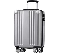 Flieks Trolley Valise de voyage à coque dure avec roue universelle, valise à main avec serrure TSA, M, 37.5x22.5x56.5cm, Gris
