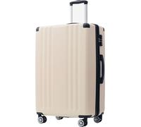 Flieks Trolley valise de voyage valise à coque dure avec roue universelle, bagage à main valise avec serrure TSA, XL, 50.5x31.5x76.5cm, crème