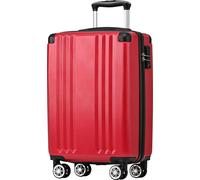 Flieks Trolley valise de voyage valise à coque dure avec roue universelle, bagage à main valise avec serrure TSA, M, 37.5x22.5x56.5cm, rouge