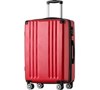 Flieks Trolley valise de voyage valise à coque dure avec roue universelle, bagage à main valise avec serrure TSA, L, 45.5x28x66.5cm, rouge