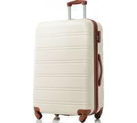 Flieks Valise de voyage avec roue universelle, trolley Valise à coque dure Bagage à main avec roulettes pivotantes, L, 45x28x69cm, Blanc Marron
