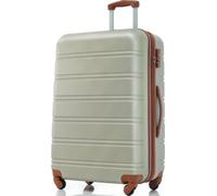 Flieks Valise de voyage avec roue universelle, Trolley Valise à coque dure Bagage à main avec roulettes pivotantes, L, 45x28x69cm, Vert Marron