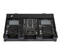 Flight Case Noir pour Régie DJ Walkasse Flight Régie Pioneer 10/12'' XDJ700 et DJM450. Multiplis 9 mm. Ventilation GL System. Blocs Mousse Amovibles. Roulettes. Serrures Papillon. 780 x 454 x 205 mm