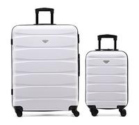 Flight Knight ABS 3 Tailles Valise Legere Compatible avec Air France, Hop! easyJet, Ryanair Et Bien d'autres! Bagage a Main Et Bagage en Soute Grande avec 4 Roues Lot De 2 (S+L)