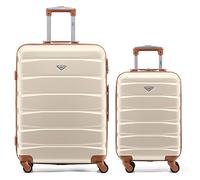 Flight Knight ABS 3 Tailles Valise Legere Compatible avec Air France, Hop! easyJet, Ryanair Et Bien d'autres! Bagage a Main Et Bagage en Soute Grande avec 4 Roues Lot De 2 (S+M)