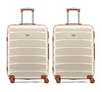 Flight Knight ABS 3 Tailles Valise Legere Compatible avec Air France, Hop! easyJet, Ryanair Et Bien d'autres! Bagage a Main Et Bagage en Soute Grande avec 4 Roues Lot De 2 (M+M)