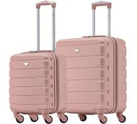 Flight Knight Ensemble De 2 Valises Rigides Legeres en ABS 4 Roues 45x36x20 cm + 56x45x25 cm EasyJet Taille Max pour Le Dessus Et Le Dessous du Siege Etui Rigide Ensemble De Bagages Aaain Leger