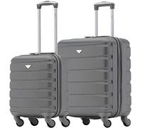 Flight Knight Ensemble De 2 Valises Rigides Legeres en ABS 4 Roues 45x36x20 cm + 56x45x25 cm EasyJet Taille Max pour Le Dessus Et Le Dessous du Siege Etui Rigide Ensemble De Bagages Aaain Leger
