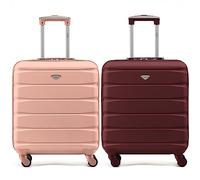 Flight Knight Lot de 2 valises rigides en ABS légères à 4 Roues. Valise à Main de Cabine approuvée pour Les compagnies aériennes British Airways et Dimensions maximales pour EasyJet 56 x 45 x 25 cm