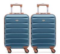Flight Knight Lot de 2 valises rigides legeres en ABS a 4 Roues Cabine Bagage a Main Approuve Les compagnies aeriennes - British Airways et Taille maximale pour easyJet Grand Sac de Cabine 56x45x25cm