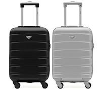 Flight Knight Lot de 2 valises rigides legeres en ABS a 4 Roues Cabine Bagage a Main Approuve par Plus de 100 compagnies aeriennes - British Airways, easyJet, Jet2 et Wizz 55x35x20cm - TSA Lock