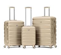 Flight Knight Lot De 3 Moyen Et Grand Valises Rigides Legeres en ABS A 4 Roues Cabine Bagage A Main pour Plus De 60 Compagnies Aeriennes -easyJet, Jet2 Et Taille Max Ryanair (Priority) 55x40x20cm