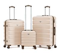 Flight Knight Lot de 3 Valises Rigides ABS Cabine 45 cm sous Siege easyJet et Valises Moyenne et Grande Soute Legeres pour Vacances et W nd Serrure TSA