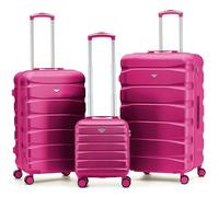 Flight Knight Lot de 3 Valises Rigides ABS pour Voyage & Vacances | Cabine 40 cm + Valises Moyenne et Grande Soute | Trolley Leger et Resistant, 8 Roues Pivotantes | Serrure TSA