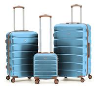 Flight Knight Lot de 3 Valises Rigides ABS pour Voyage & Vacances | Cabine 40 cm + Valises Moyenne et Grande Soute | Trolley Leger et Resistant, 8 Roues Pivotantes | Serrure TSA