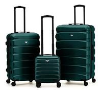 Flight Knight Lot de 3 Valises Rigides ABS pour Voyage & Vacances | Cabine 40 cm + Valises Moyenne et Grande Soute | Trolley Leger et Resistant, 8 Roues Pivotantes | Serrure TSA