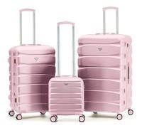 Flight Knight Lot de 3 Valises Rigides ABS pour Voyage & Vacances | Cabine 40 cm + Valises Moyenne et Grande Soute | Trolley Leger et Resistant, 8 Roues Pivotantes | Serrure TSA