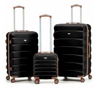 Flight Knight Lot de 3 Valises Rigides ABS pour Voyage & Vacances | Cabine 40 cm + Valises Moyenne et Grande Soute | Trolley Leger et Resistant, 8 Roues Pivotantes | Serrure TSA