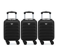 Flight Knight Lot De 3 Valises Rigides Legeres en Abs A 4 Roues Bagage A Main Cabine Approuve pour Plus De 100 Compagnies Aeriennes, British Airways, Easyjet Et Taille Max pour Ryanair 40x20x25cm